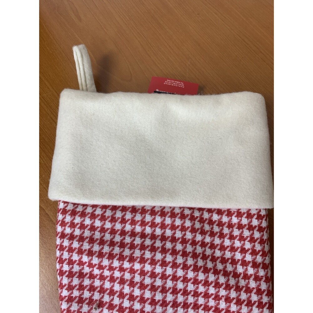 Holiday Home Holiday Red/white Houndstooth Stocking 16”x8” - Picture 3 of 6